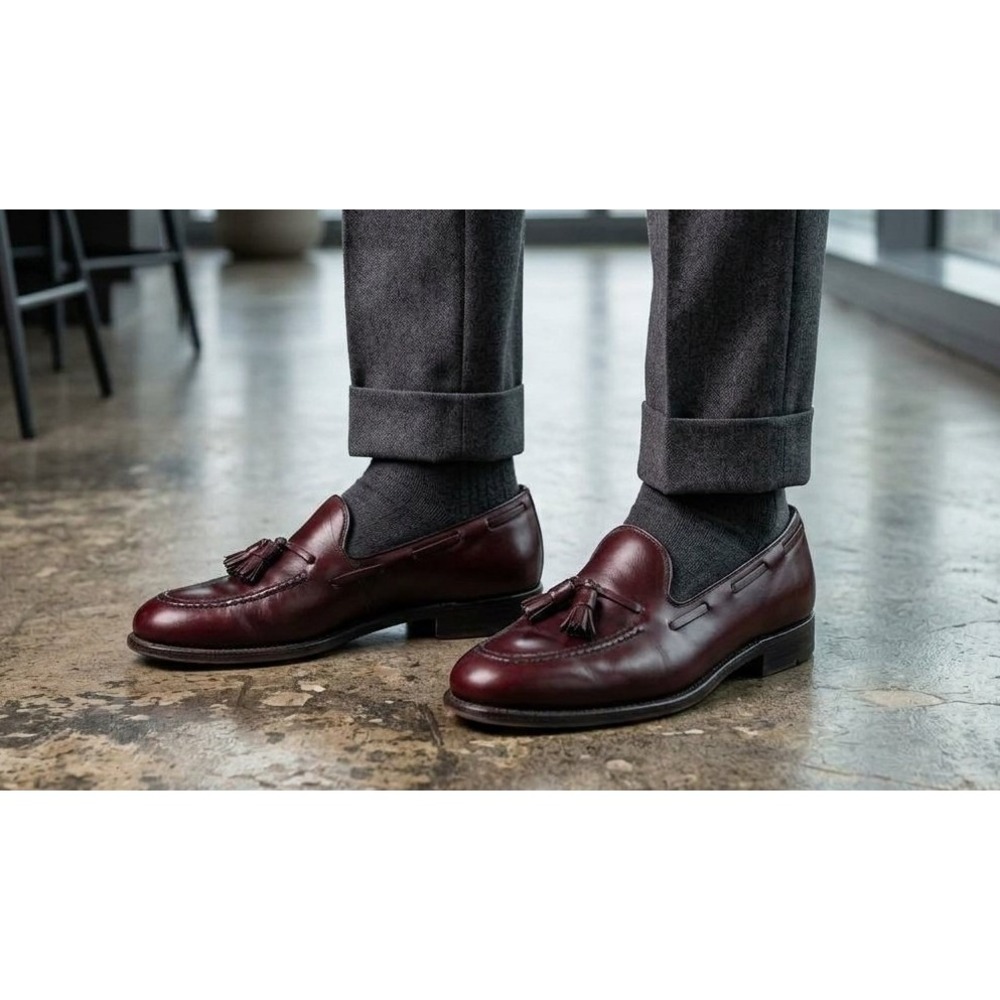 Alden 663 Tassel Loafers Mens 9 A/C Burgundy Leather Moc Toe Dress Shoes